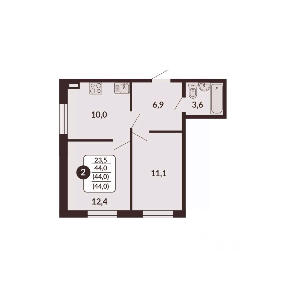 планировка квартиры 44 м2